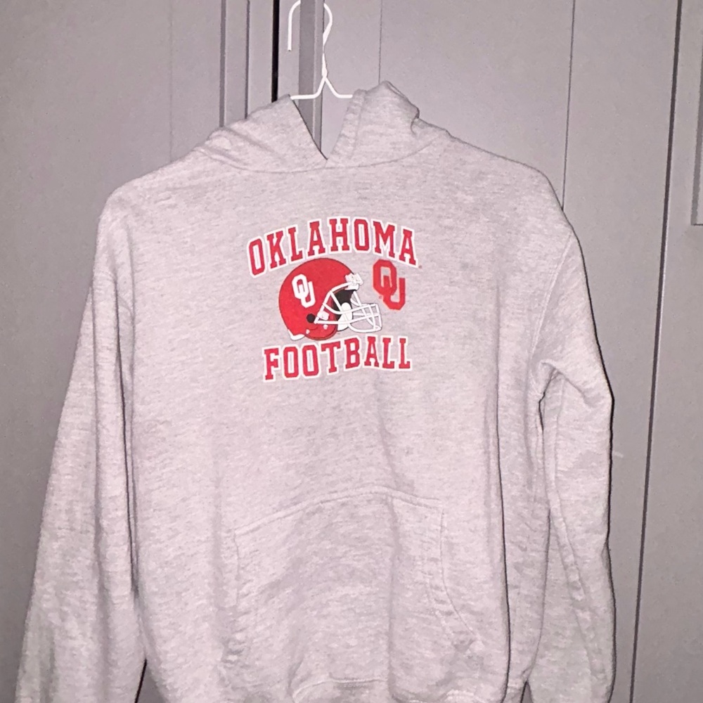 Oklahoma Football Grey Hoodie with Red Graphics